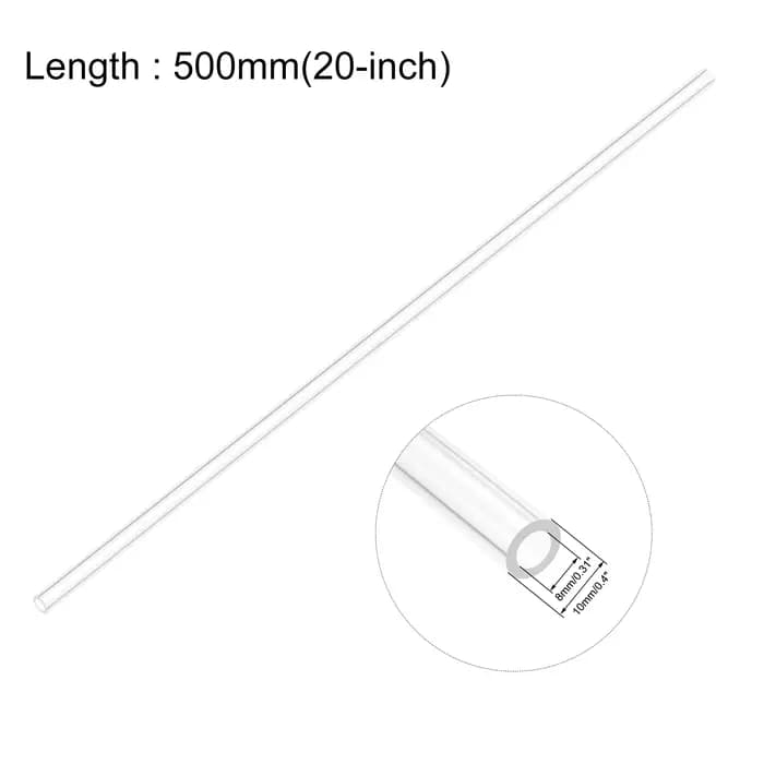 Tube acrylique transparent 50cm de longueur 6x8 8x10 10x12mm