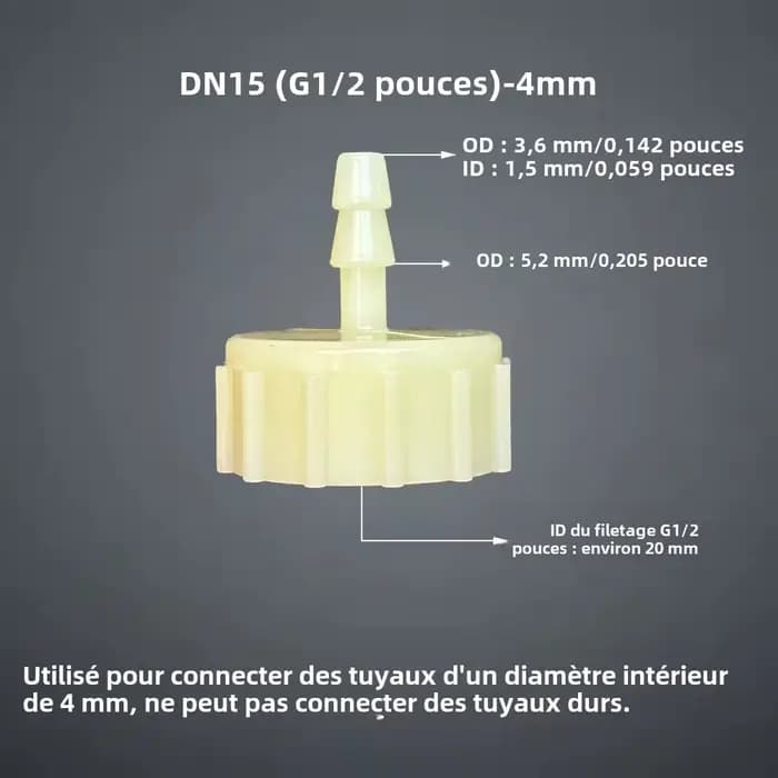 Connecteur de tuyau femelle G1/2 pouces DN15