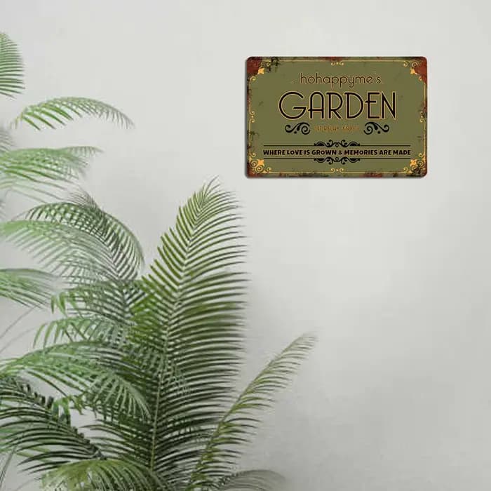 Plaque Murale de Jardin Vintage Personnalisée avec Nom Rétro