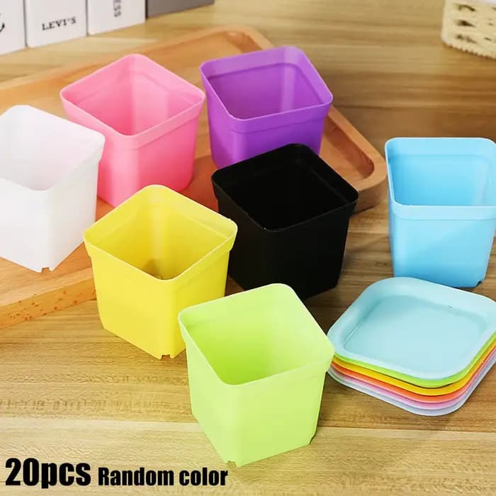 20 pièces Mini bassin carré Pot de fleur coloré plantes succulentes plateaux décor de bureau à domicile bricolage
