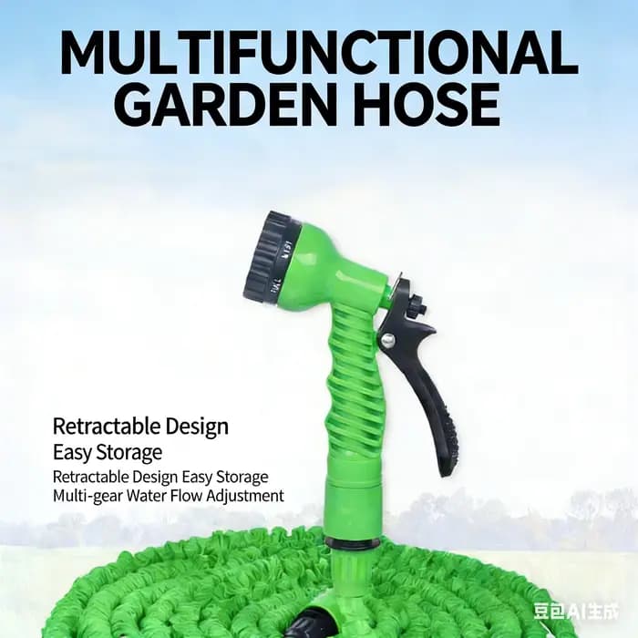 Ensemble de tuyau d'arrosage extensible multifonctionnel avec pistolet de lavage haute pression, bus