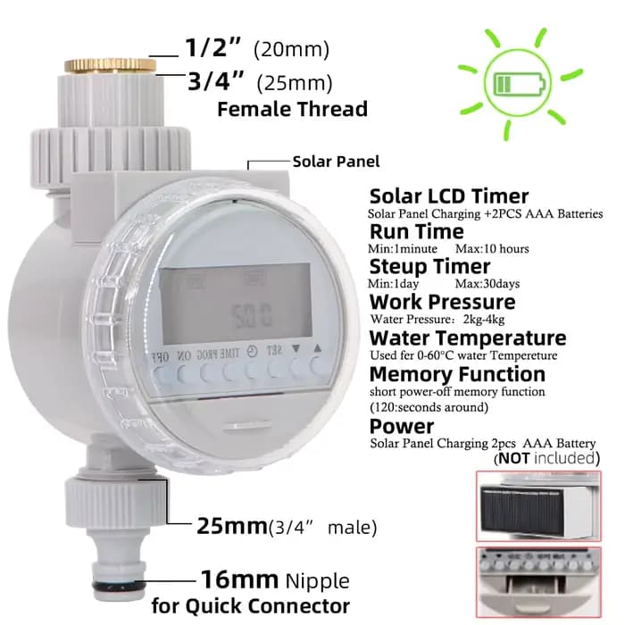 Minuteur d'arrosage automatique intelligent avec écran LCD pour robinet à bille domestique, contrôle