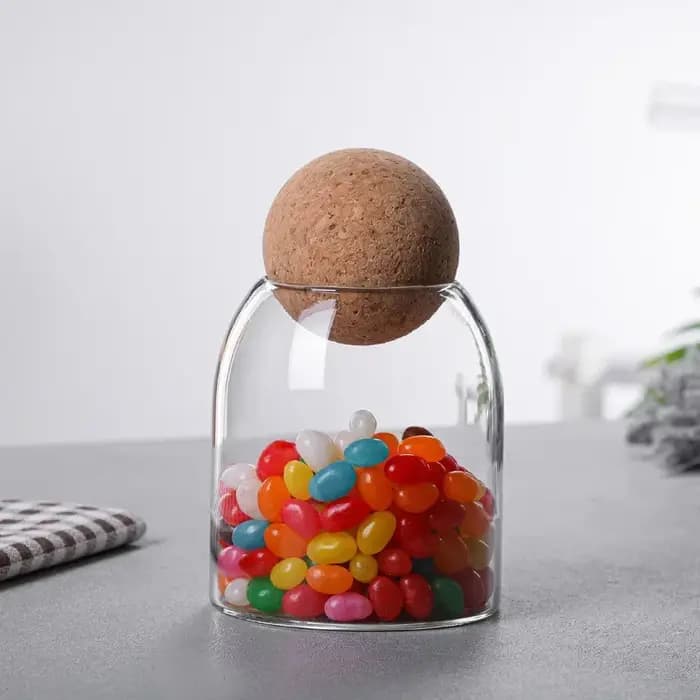 Pot scellé bouchon en liège en verre grains de café boîte de stockage de fruits secs cuisine alimentaire pot