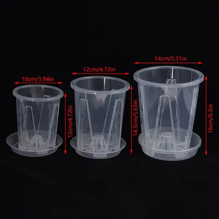 Pot de fleur transparent avec contrôle des racines