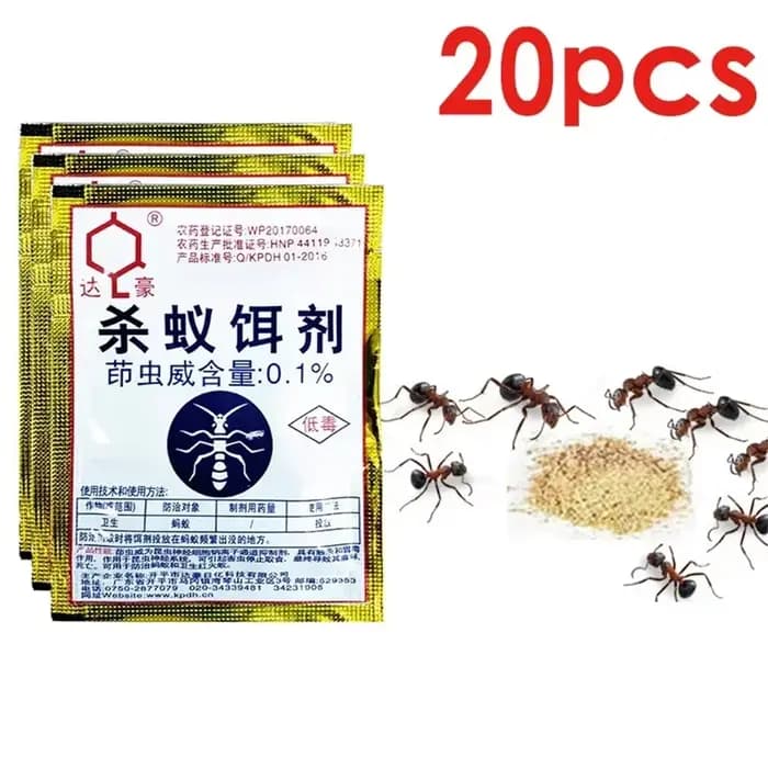 20 Pièces de Poudre Appât Forte pour Fourmis et Termites Jaune Noir Blanc – Médicament Anti-fourmis à Effet Destructeur et Exterminateur de Nids