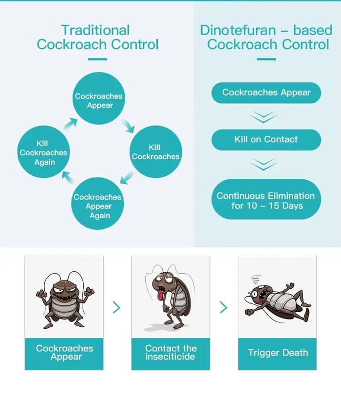 Dinotefuran40%SG, insecticide pour éliminer les cafards, les puces et les parasites domestiques - efficace, incolore et inodore