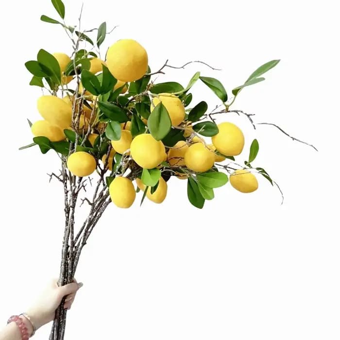 Branche de citron artificielle en feuilles vertes