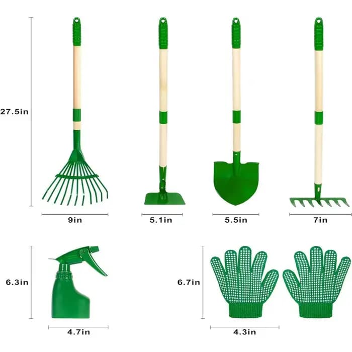 Ensemble d'outils de jardinage pour enfants de 7 pièces, ensemble de brouette pour enfants avec pell