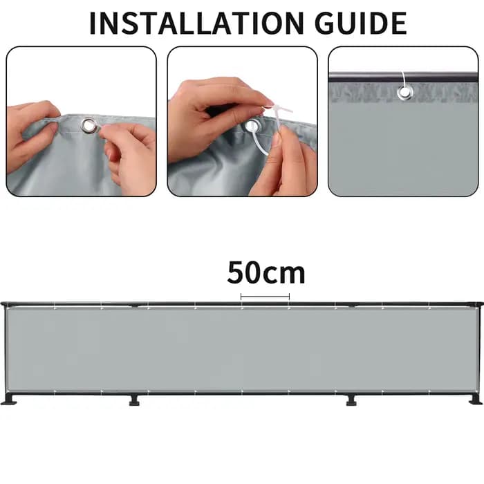 Filet pare-soleil 100 % polyester imperméable anti-UV pour balcon, écran d'intimité, protection cont
