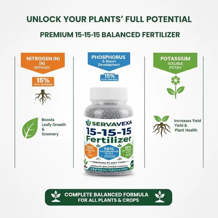 Engrais granulaire premium 15-15-15 - Alimentation végétale NPK équilibrée (azote
