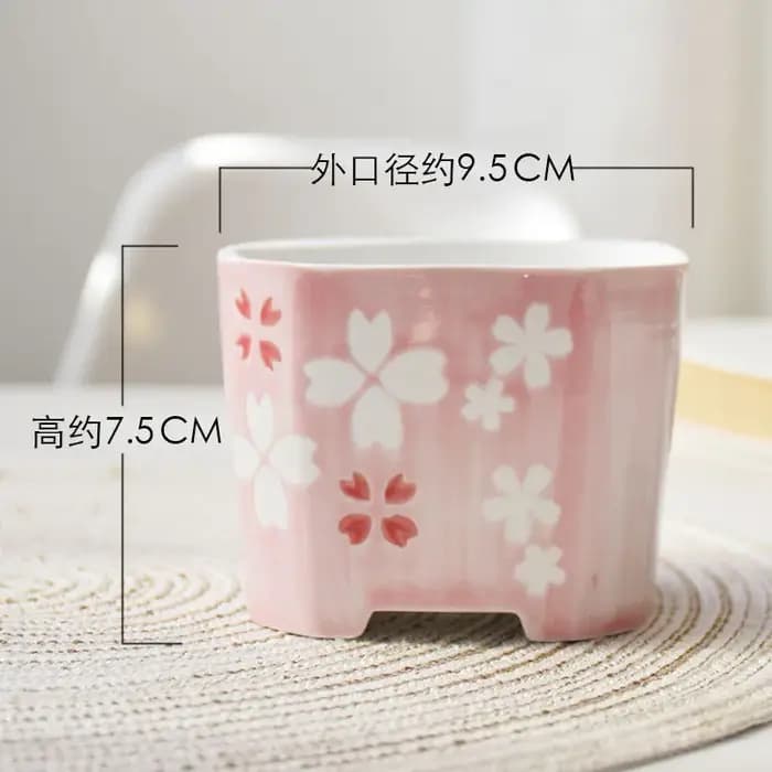 Pot de fleurs succulentes carré en céramique peint à la main pour fille rose