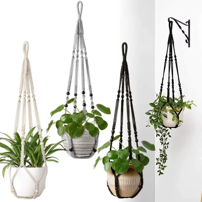 Panier suspendu pour plantes vertes de jardinage, corde en coton, Pot de fleur, cintres pour plantes