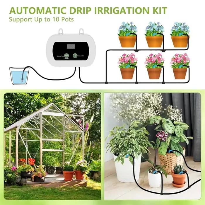 Contrôleur d'irrigation de jardin avec dispositif d'arrosage automatique chronométré, batterie 1800mAh intégrée, système d'arrosage des plantes, chargement USB