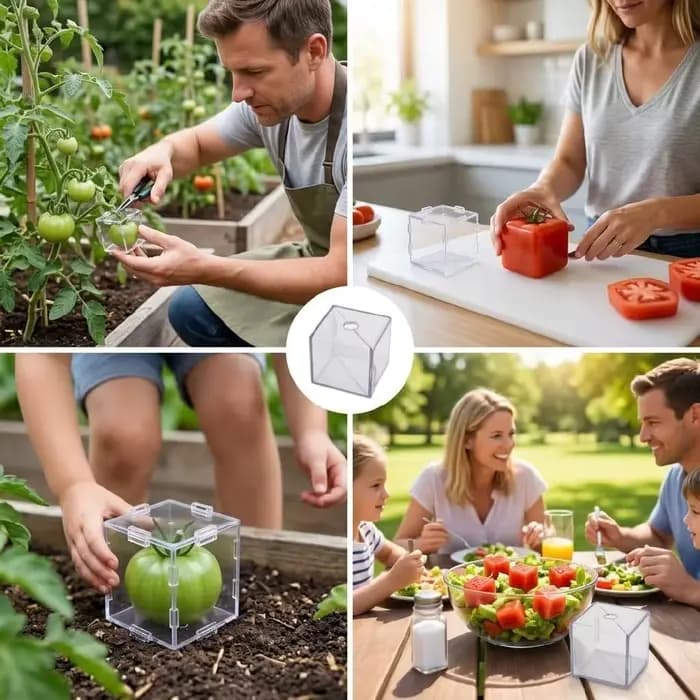 Faites pousser vos propres tomates cubiques ou triangulaires, ensemble de moules transparents en PP pour la formation de fruits, gadget de jardinage réutilisable pour des salades surprenantes