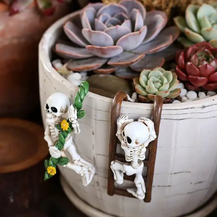 Pot Huggers Ensemble de 2 squelettes décoratifs pour jardinières