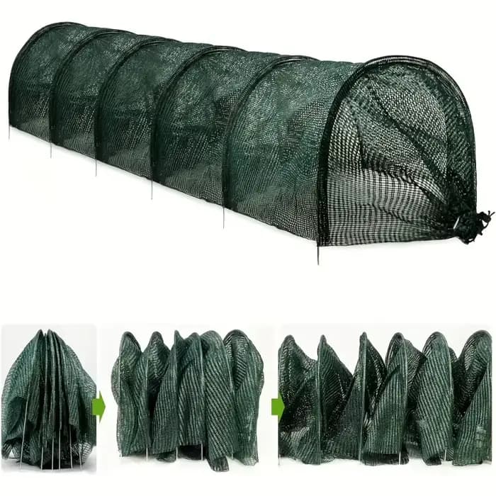 Tunnel pliable en maille noire, Protection UV, barrière contre les oiseaux et les insectes pour ferm