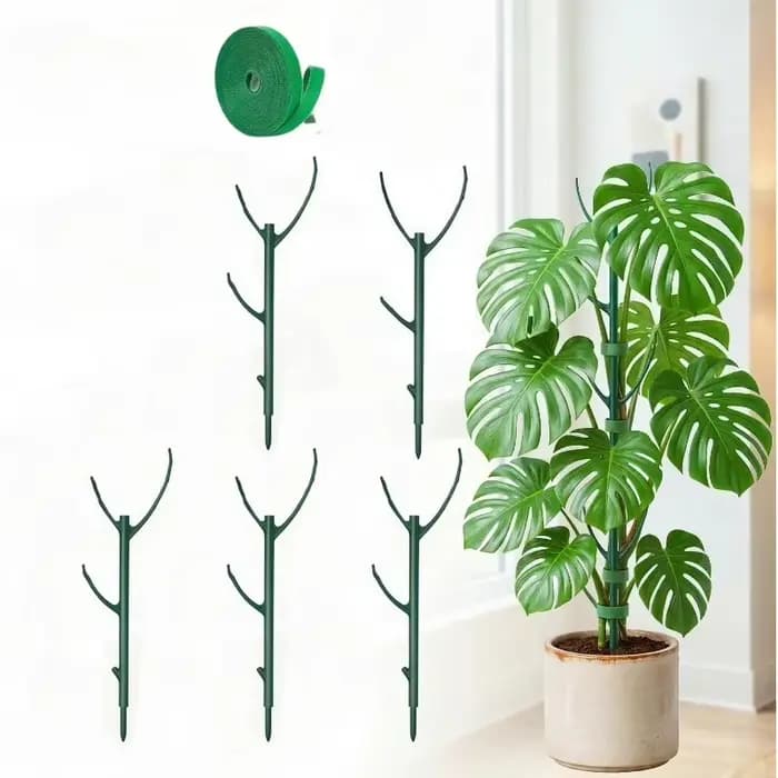 Supports pour plantes Monstera, 5 cadres de support et 1 rouleau de velcro, piquets de jardin conçus