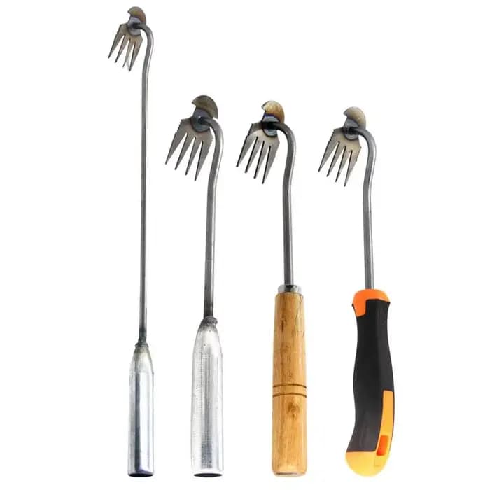 Râteau de jardin manuel 2 en 1, outil d'enracinement d'herbe de graines, pelle d'extraction de désherbage à 4 dents, jardinage manuel, outil de sol libre, désherbeur