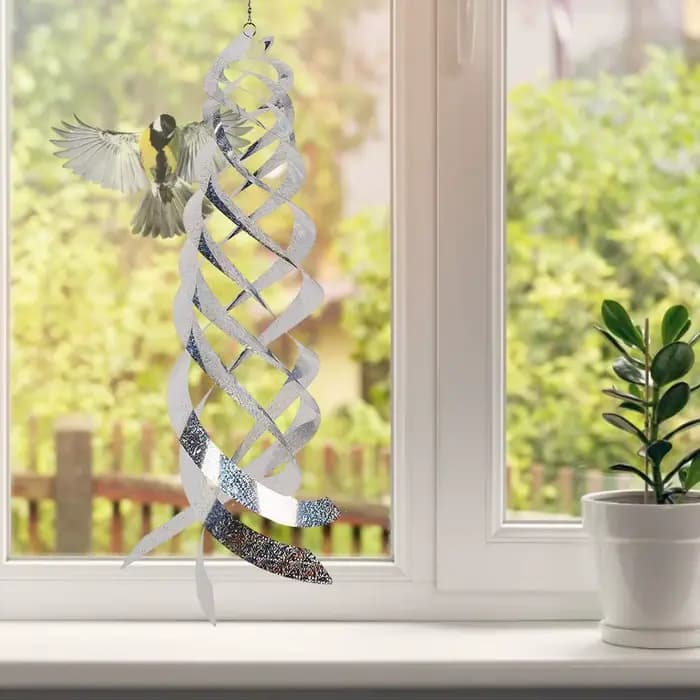 Répulsif à oiseaux en spirale, dispositif répulsif à suspension réfléchissant pour oiseaux, décorati