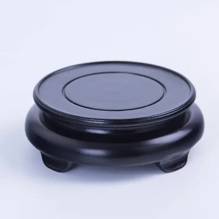 Base en bois rotative noir mat 10-30cm de diamètre, vase à fleurs rond en céramique, base en pierre, théière avec cadre en bois