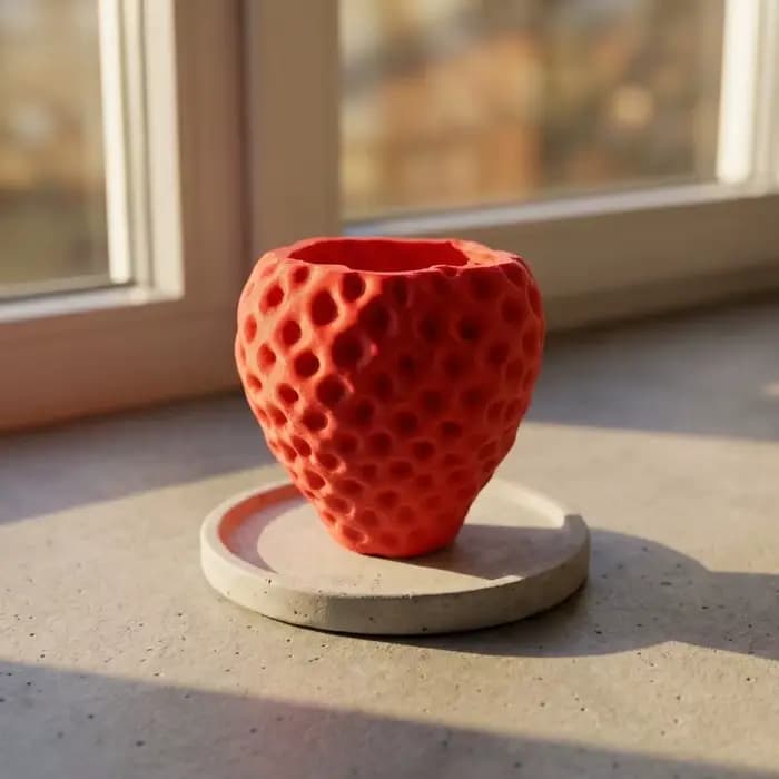 Pot de fleurs amusant imprimé en 3D en forme de fraise