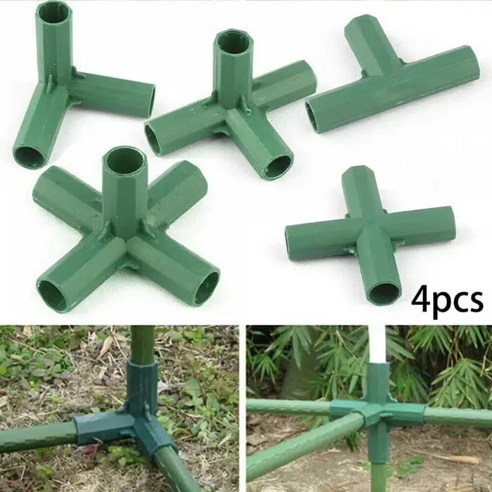 Joendoco-Connecteurs de plantes en plastique, 4 pièces, 16-17mm, pour cadre de serre, pôle de constr