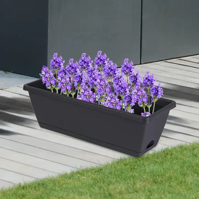 Pot de fleurs rectangulaire pour jardin extérieur et maison, jardinière de boîte de fenêtre, beaucou