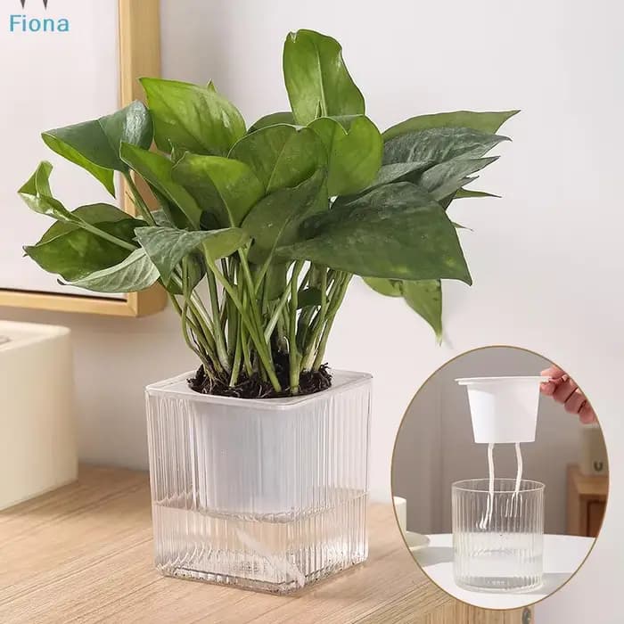 ⛟ Pot auto-arrosant carré avec panier intérieur