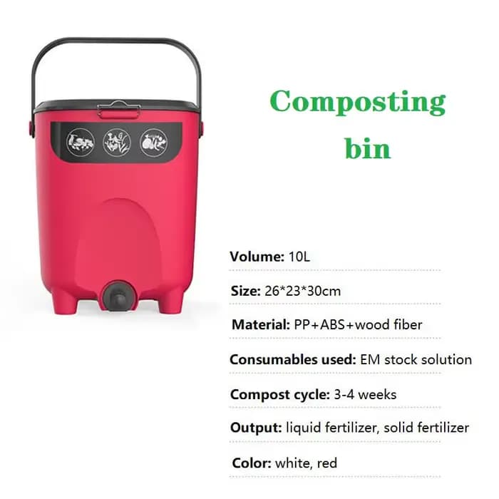 Bac de Compostage pour Collecte de Cuir oral elu à Feuilles Caduques, Boîte de Fermentation des Déchets de Cuisine Biologique, 10L Comp2018, E27