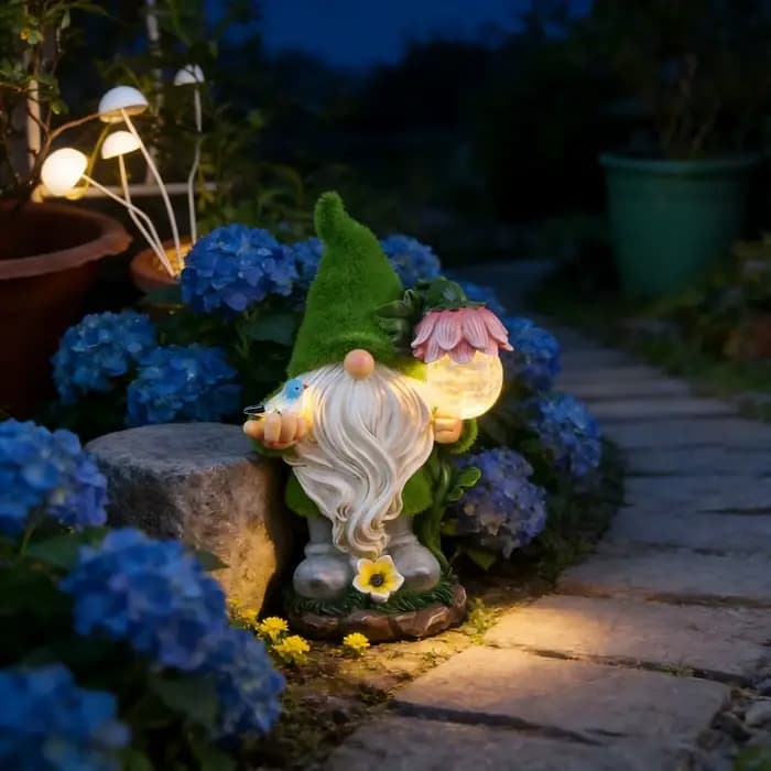 Jardin Gnome lumière solaire extérieure LED étanche décor pour cour Patio parterre de fleurs voie eau caractéristique lueur veilleuse Figurine
