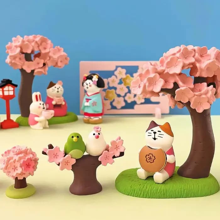 ZAKKA fleur de cerisier mignon chat ornement fleurs d'amiral scène INS jouet à la mode bricolage résine artisanat chiffres ornements