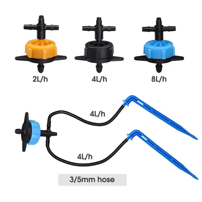 Système d'arrosage automatique pour jardin 20m, d'argile goutte à goutte 4 voies 3/5mm 2 voies flèch