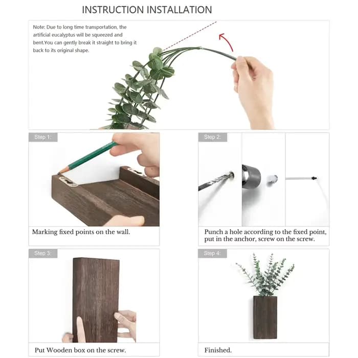 Jardinière murale en bois pour légumes et fleurs séchées, Vase suspendu en bois d'intérieur, décorat