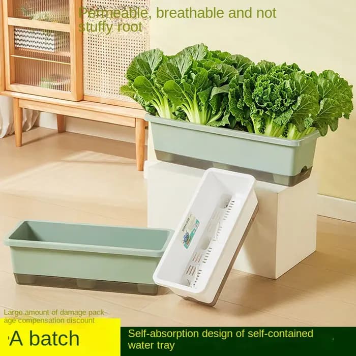 Pot de fleurs auto-arrosant pour légumes, avec base, trou de drainage et corde absorbante, pots rect