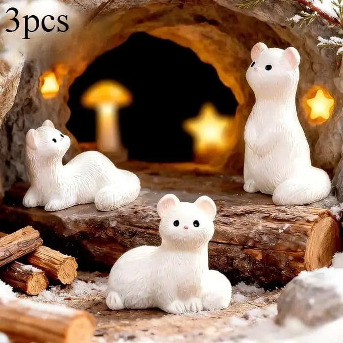 3 pièces de figurines miniatures de frettes mignonnes de dessin animé, décoration de maison DIY, miniatures de bureau Kawaii, accessoires d'ornement, artisanat, cadeaux pour enfants