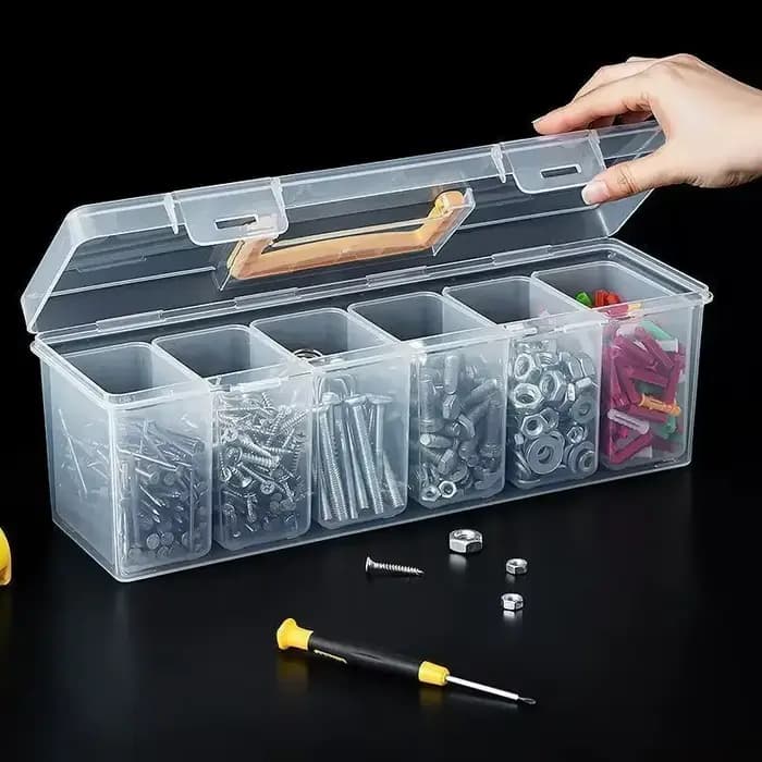 Nouveauté 2026 : Boîte de rangement transparente portable à compartiments pour pièces