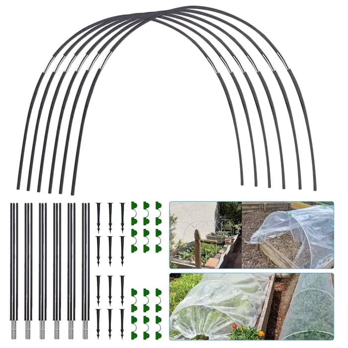 Ensemble de cerceaux de serre pliants en fibre, arc de jardin, support de tunnel de croissance, supp