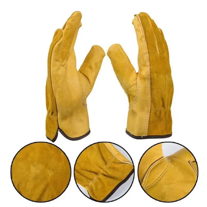 Gants de travail en cuir avec poignet élastique