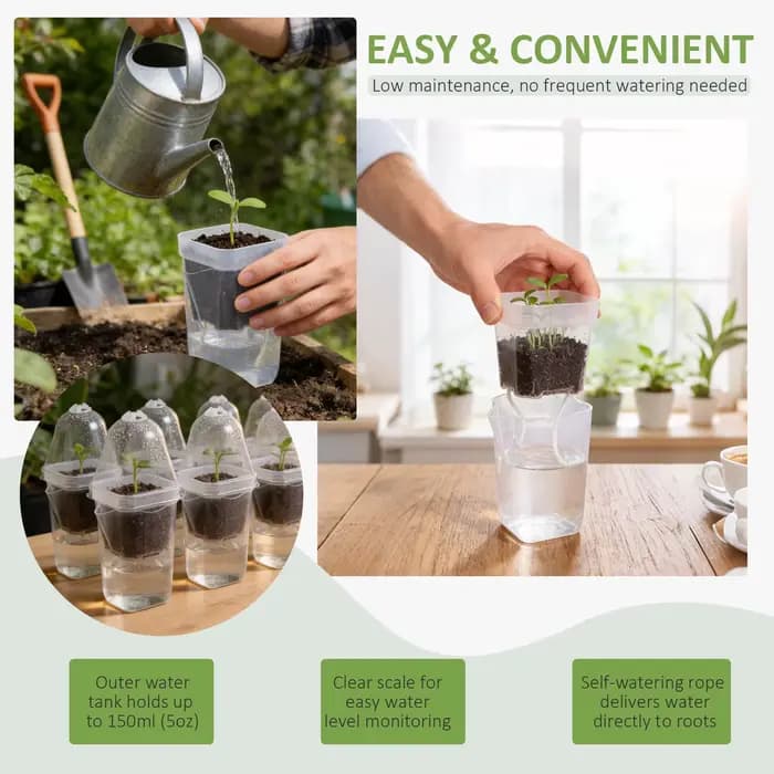 12 Pots de Fleurs Auto-Arrosants en Plastique Transparent pour Plantes Hydroponiques