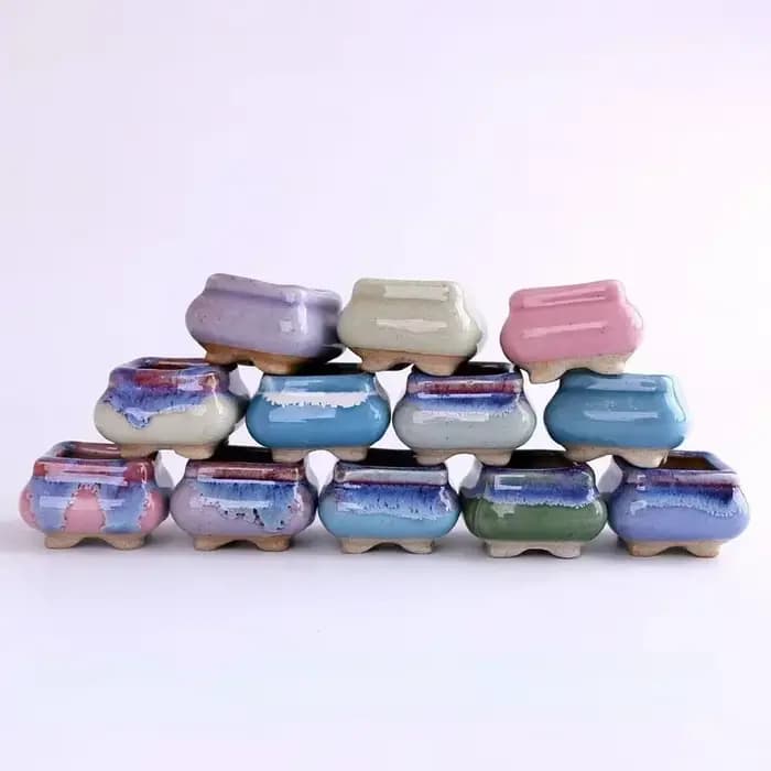 Pots de fleurs en céramique craquelées de glace pour la maison succulente décoration de bureau de jardin Mini