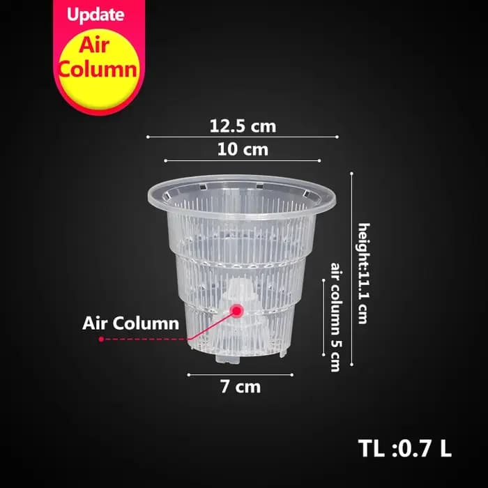 Pots d'orchidées transparents avec colonne d'air