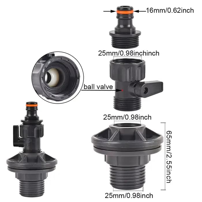 Kit de robinets de baril de pluie en PVC de 1/2 3/4 pouces, pour barils de pluie, aquariums, réservo