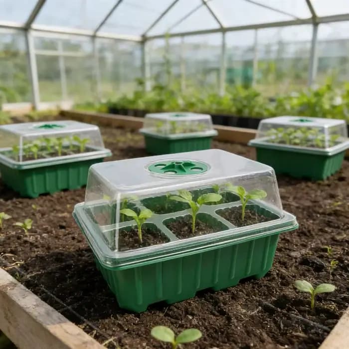 Plateau de semis à 6 compartiments, mini-serre, base de germination pour plantes, boîte de culture, kit de démarrage pour plantes, boîte de culture de graines