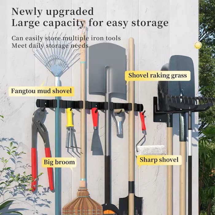 Porte-outils mural, support de rangement robuste pour ranger les outils de jardinage