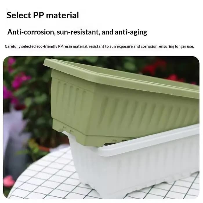 Pot de fleurs rectangulaire en plastique pour plantes d'intérieur et d'extérieur