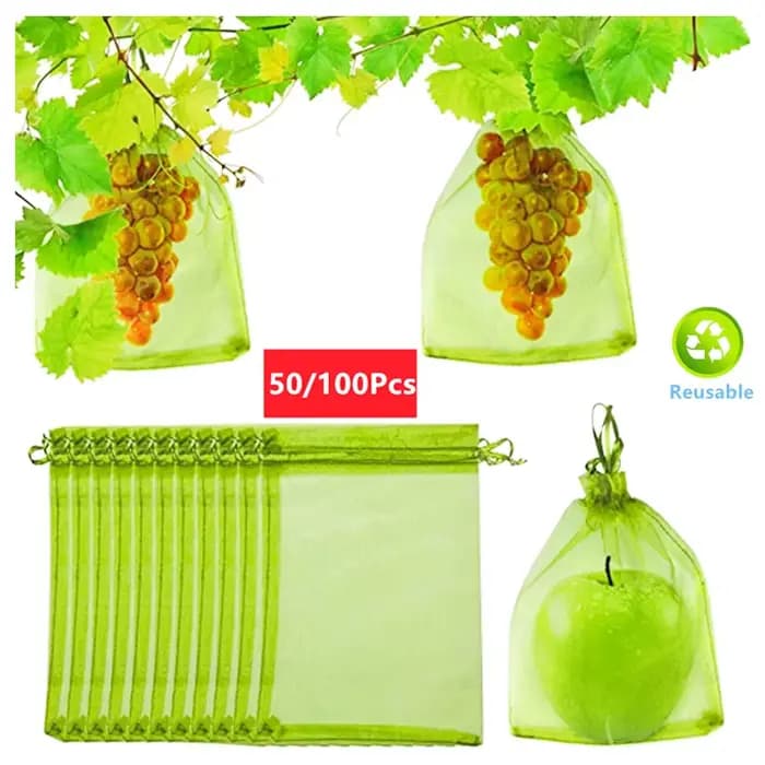 Sacs en filet de Protection des fruits avec cordon de serrage, sacs de culture de raisin réutilisabl