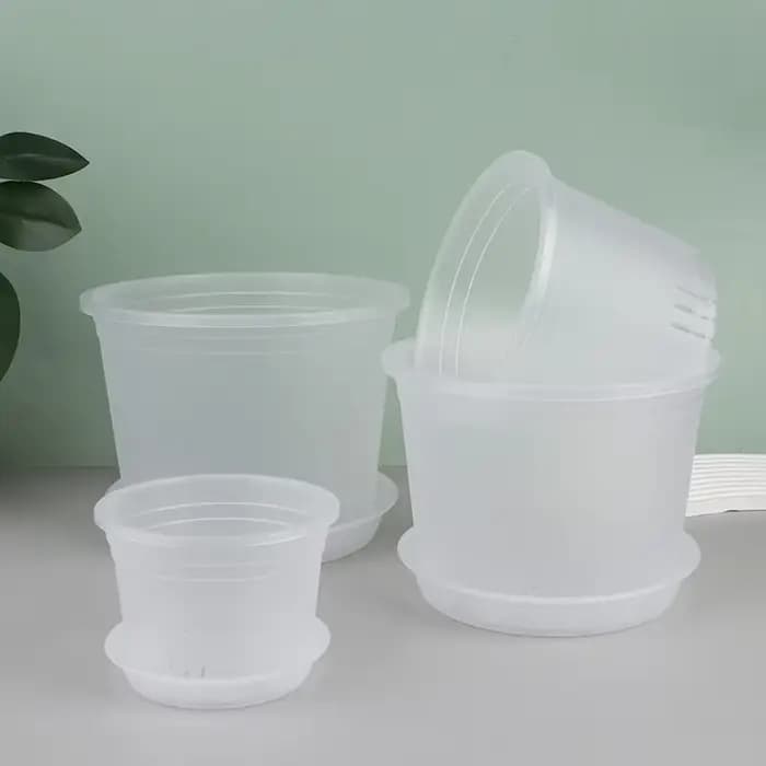 Pot d'orchidée rond Transparent avec/sans plateau