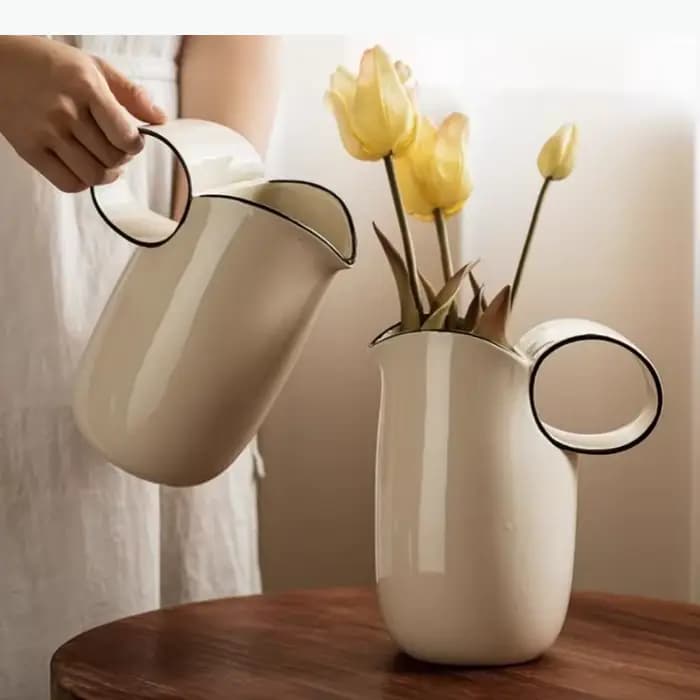Vase en céramique en forme de pot, décoration d'intérieur, ornements, arrangement de fleurs, vase hydroponique, vase pour fleurs séchées, artisanat