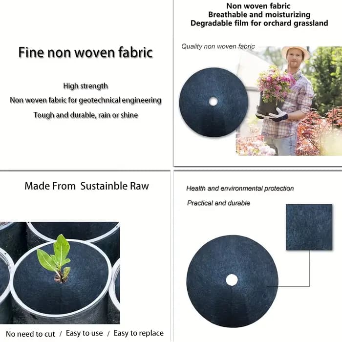 Paquet de 10 tissus noirs pour mauvaises herbes, tapis de jardin haut de gamme et housse de pelouse
