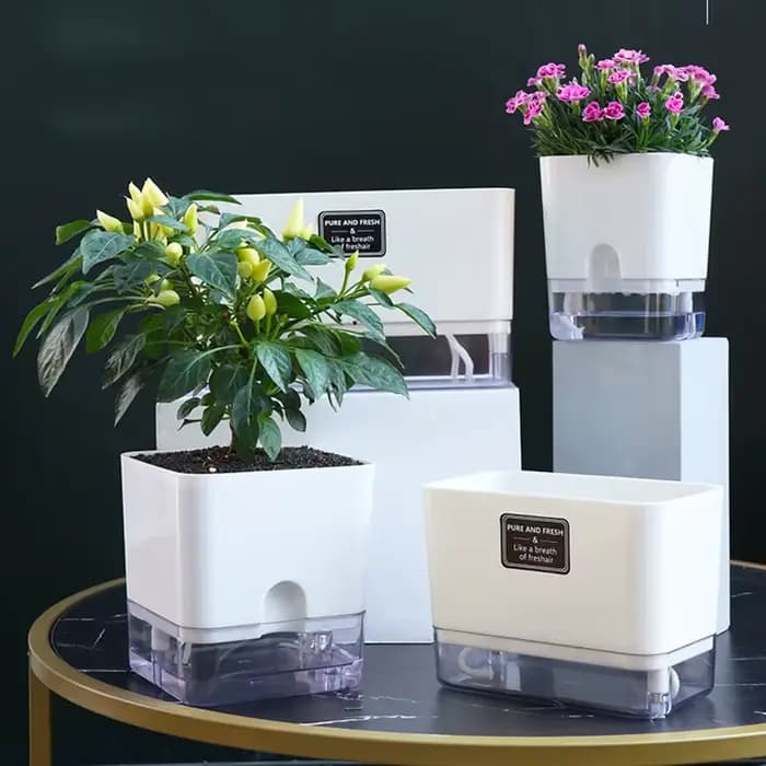 Pot de Fleurs Magnétique en Plastique Auto-Absorbant avec Corde de Coton
